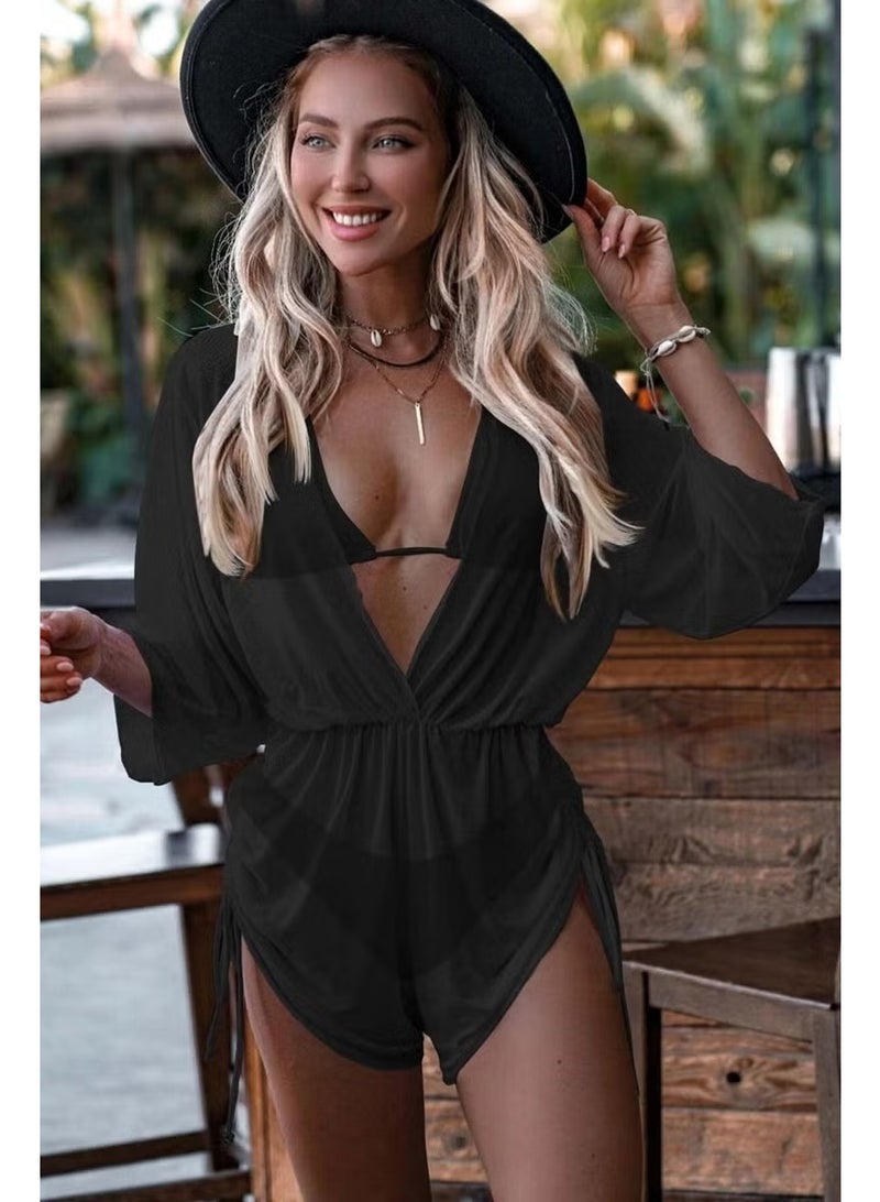 Angelsin Chiffon Pareo Beach Dress Cover Up Kimono - Image 1
